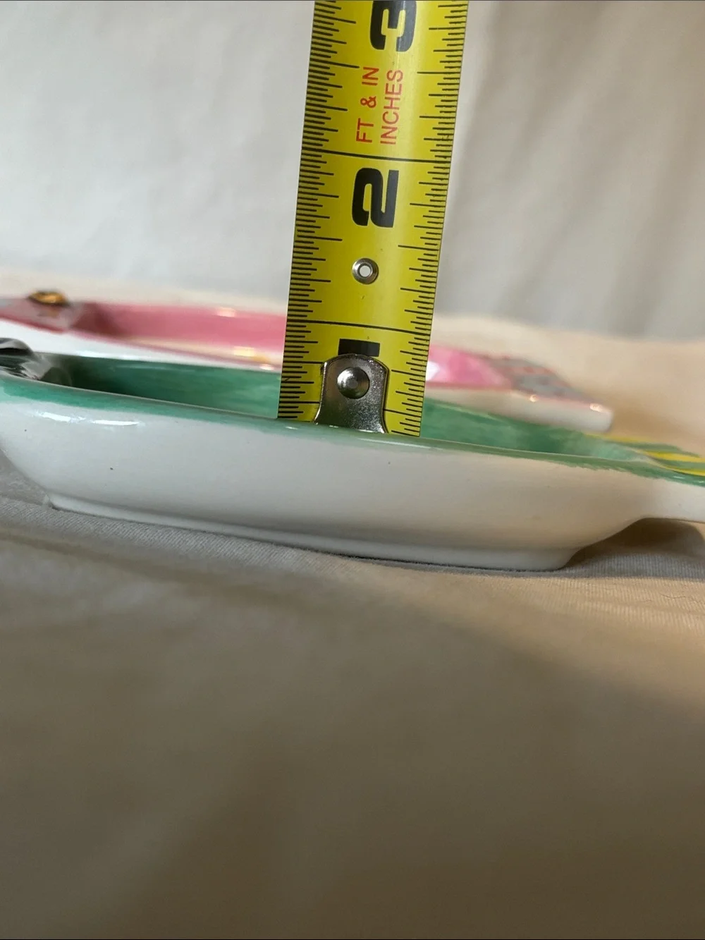 Green and Pink Fish Ceramic Dish Bowl Saucer pet feeder soap dish SET OF TWO